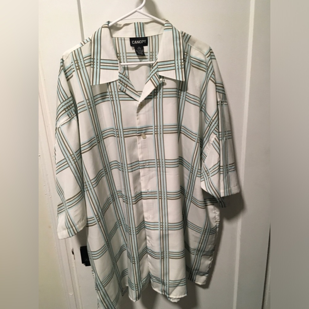 Canopy White and blue Plaid Shirt